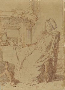 Vieille femme assise tricotant à une table - Alexander Hugo Bakker Korff