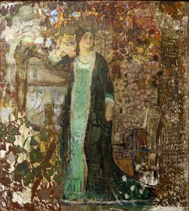 Harpiste. Portrait de Tatiana Sergeevna Bartseva (1886-1984) - Alexander Ivanovich Savinov