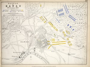 Carte de la bataille de Hanau, publiée par William Blackwood and Sons, Édimbourg et Londres - Alexander Keith Johnston