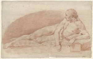 Nu masculin couché, vers la droite