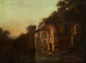 Un pont en ruine sur une rivière, Italie