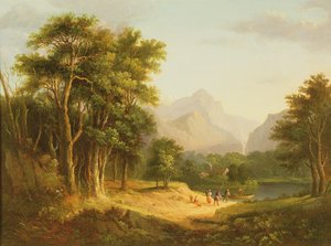 Paysage des Highlands avec figures