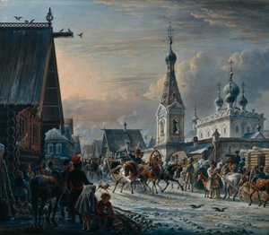 Rue avec des diligences, 1829