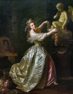 Jeune Femme Décorant la Statue de l