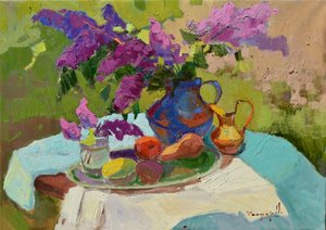 Nature morte au lilas ensoleillé