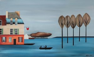 Barque de village au bord de l