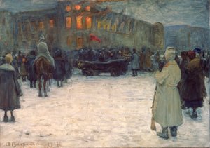 Un incendie au château lituanien, Révolution de février 1917, Saint Petersbourg - Alexander Vakhrameyev