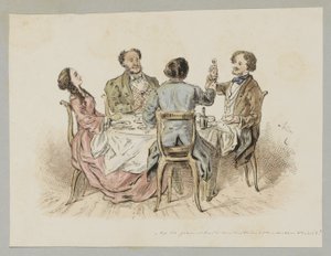 Quatre figures portant un toast à une table - Alexander Ver Huell