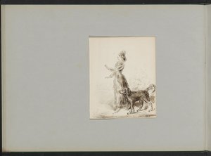 Femme marchant avec un chien - Alexander Ver Huell