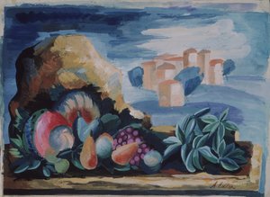 Nature morte avec un paysage, années 1930