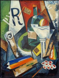 Nature morte aux livres et à la coupe de fruits - Alexandra Alexandrowna Exter