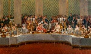 Le banquet pour le mariage de Napoléon Bonaparte (1769-1821) et Marie-Louise de Habsbourg-Lorraine (1791-1847) 1810 - Détail de : Fête du mariage de Napoléon Ier et Marie-Louise donnée dans le théâtre du Palais des Tuileries, 2 avril - Alexandre Dufay