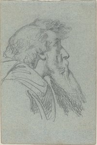 Homme barbu regardant vers le haut / Figure en manteau avec bras levés - Alexandre Bida