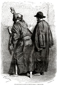 Juifs priant devant le mur de Salomon, à Jérusalem