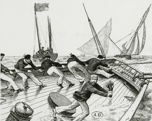 Course de voile: Le tour du Bateau-Buoée - dessin de A. Brun, Bibl. des Arts Déco - Alexandre Brun