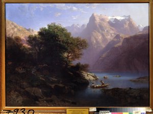 Paysage de montagne avec lac en Suisse - Alexandre Calame
