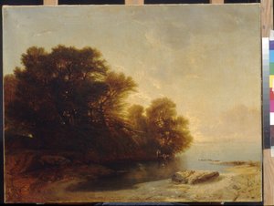 Arbres au bord du lac par Calame, Alexandre. Musée des Beaux-Arts Pouchkine, Moscou - Alexandre Calame
