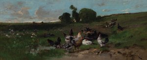 Paysage animé de poules - Alexandre Defaux