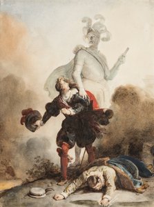 Don Juan et Leporello rencontrent la statue du Commandeur au cimetière - Alexandre Evariste Fragonard