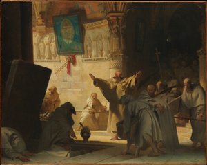 Scène dramatique avec des moines dans une crypte - Alexandre Evariste Fragonard