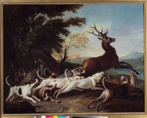 Chasse : Débuché du cerf. Peinture par François Desportes