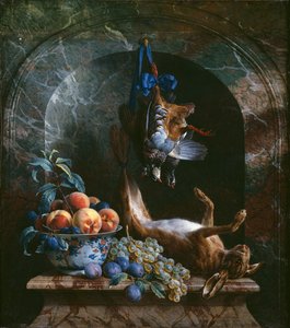 Nature morte avec gibier mort dans une niche en marbre, 1706