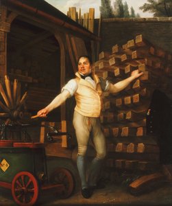 Un fabricant de roues avec une pompe à incendie dans une cour, 1812 - Alexandre François Louis de Girardin