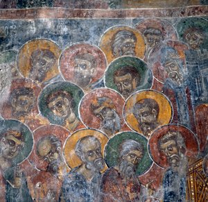 Groupe de saints, fresque dans l