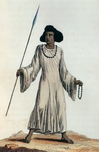 Autochtone de la région du Haut-Nil en tenue typique, impression en couleur - Nicolas Toussaint Charlet