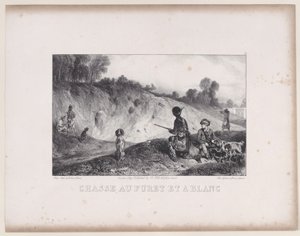 Chasse à un furet avec des blancs, de la série Scènes de chasse, 1829 - Alexandre Gabriel Decamps