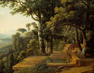 Le philosophe Jean-Jacques Rousseau méditant en 1770 dans le Parc de la Rochecordon près de Lyon (détail) - Alexandre Hyacinthe Dunouy