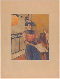 Femme debout avec une partition dans les mains - Alexandre Lunois (signed by artist)