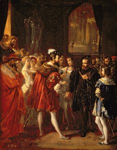 Charles V (1500-58) reçu par François Ier (1494-1547) au Louvre, vers 1843