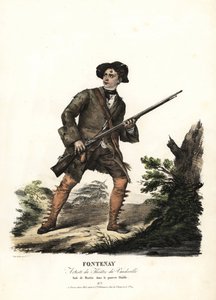 Jean-Baptiste Fontenay et Martin dans Le Pauvre Diable de Balisson et Dumersan, Théâtre du Vaudeville. Lithographie coloriée à la main par F. Noel d