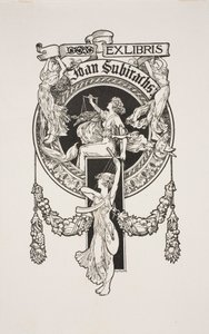 Ex-libris de Joan Subirachs - Alexandre de Riquer
