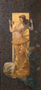 Composition avec nymphe ailée au lever du soleil - Alexandre de Riquer
