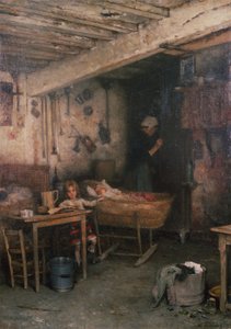 Enfants dans un intérieur de cottage - Alexei Alexevich Harlamoff