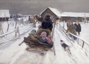 Balade en traîneau pendant le carnaval. 1910