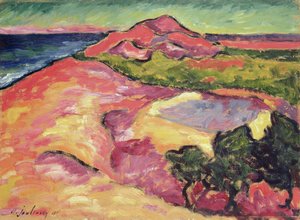 Scène côtière avec colline rouge - Alexej von Jawlensky