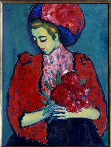 Fille aux pivoines