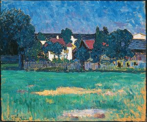 Paysage de Wasserburg avec maisons et prairie - Alexej von Jawlensky