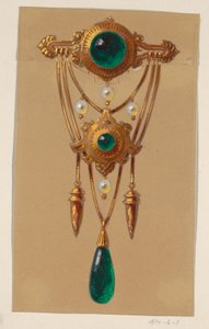 Conception pour une broche en or et cabochon