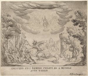 Lucifer et les démons fuyant Saint Michel - Alfonso Parigi II