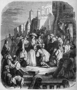 Mademoiselle de Montpensier entra à Orléans pendant la Fronde le 27 mars 1652. Gravure d