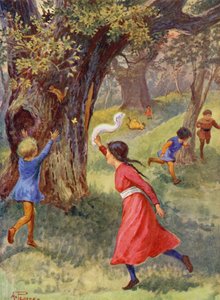Merrie England : Enfants jouant dans la forêt de Sherwood - Alfred (after) Pearse