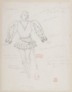 Halévy - La magicienne - maquettes de costumes par Alfred Albert - 17. (Réné), M. Gueymard, 3e costume, 3e et 4e actes - Alfred Albert