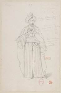Halévy - La magicienne - maquettes de costumes par Alfred Albert - 29. Jeu des échecs, roi sarrasin. M. Bion