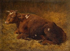 Une vache couchée sur le sol, 1865-1872 - Alfred Baker