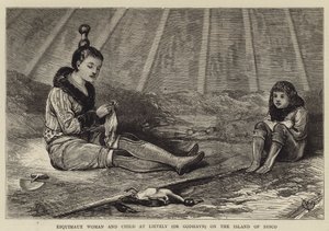 Femme esquimaude et enfant à Lievely (ou Godhavn) sur l