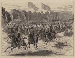 La revue dans le parc de Windsor devant Sa Majesté et le Shah, l